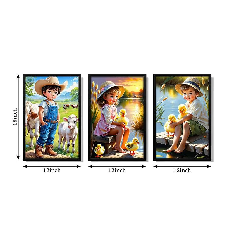 Playful Pastures Wall Art With Frame - Set Of Three media 7