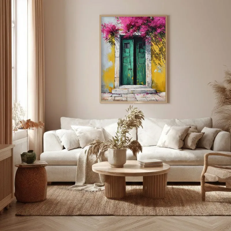 Bougainvillea Bliss Canvas Wall Painting - Brown Frame media 5