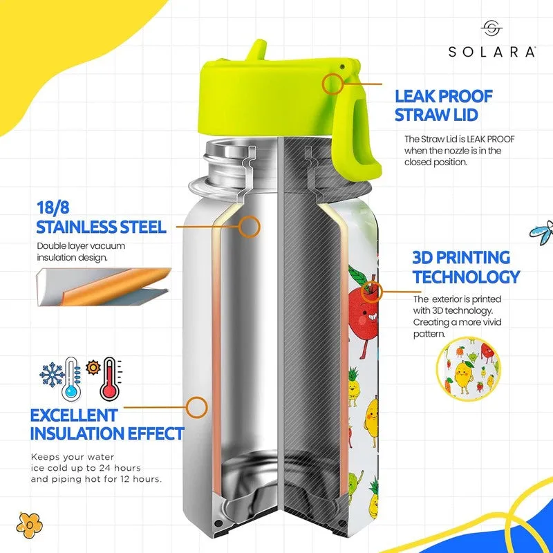 Solara Insulated Stainless Steel Bottle (Green & White)- 450 mL media 4