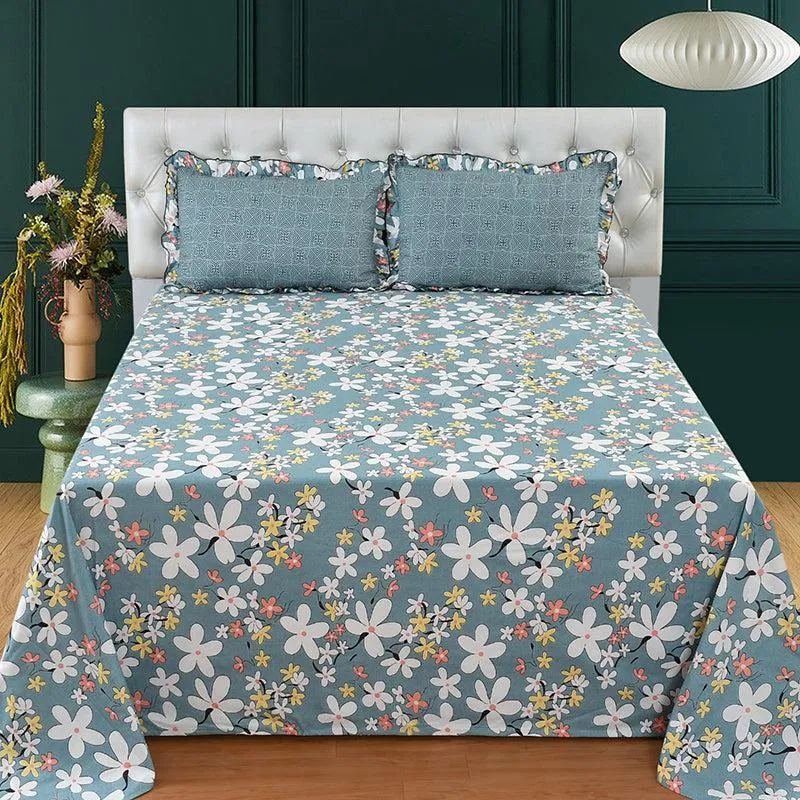 Lace & Letters Floral Microfiber Bedsheet (Beige) - 210 GSM media 3