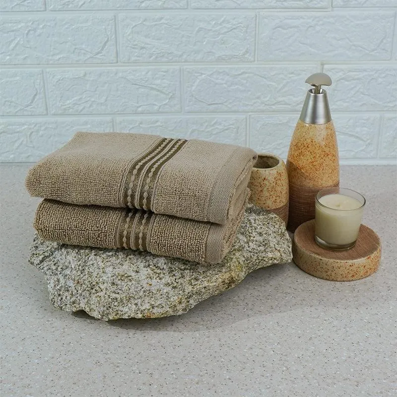 Micro Cotton LuxeDry Solid Hand Towel (Brown) - Set Of Two media 1