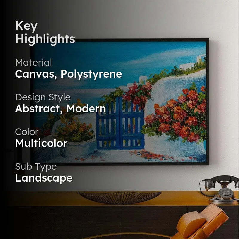 House Near The Sea Canvas Painting - Black Frame media 2