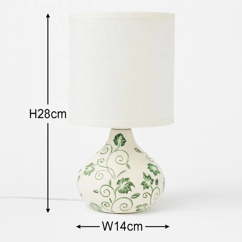 Corvella Ceramic Table Lamp - White,Green media 6