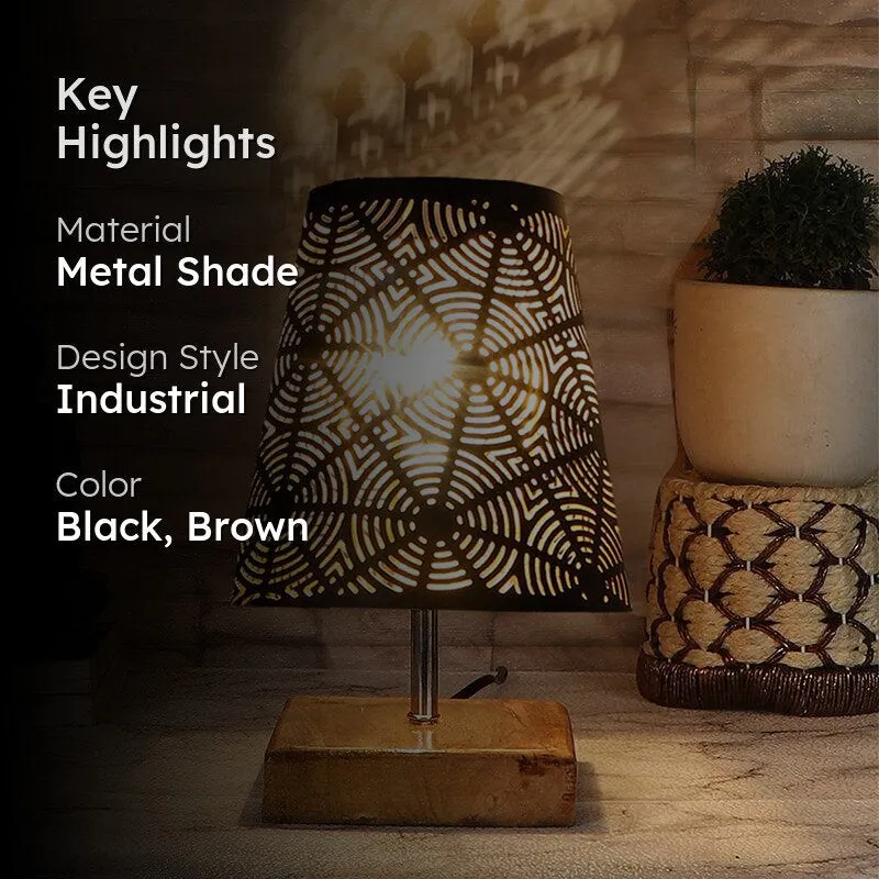 Niksha Etched Metal Table Lamp - Black media 2