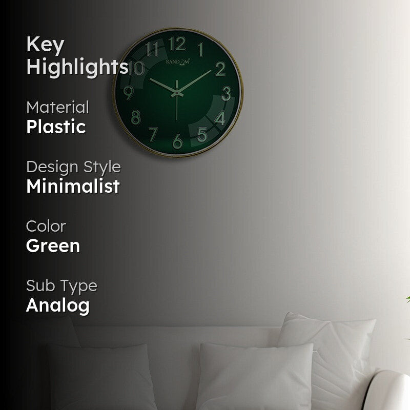 Elvric Round Modern Plastic Wall Clock - Green media 2