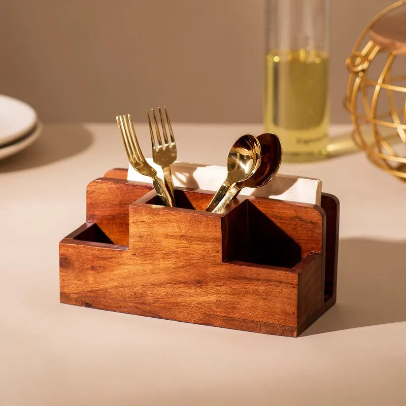 Oakra Wooden Cutlery Holder media 3