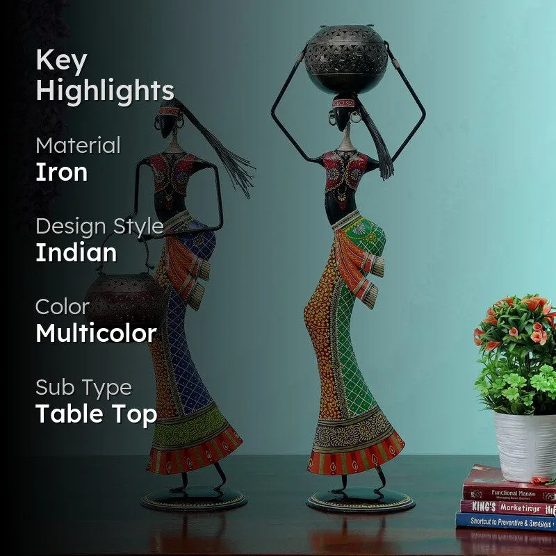 Tribal Women Iron Showpieces - Set Of Two media 2