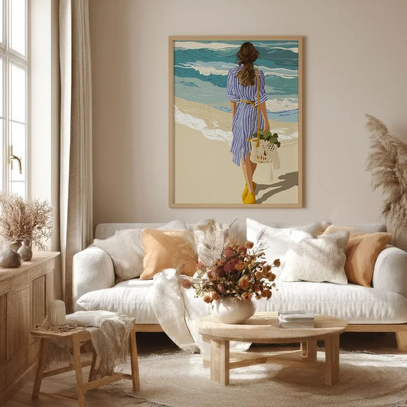 Nerise Travel Illustration Canvas Wall Painting With Brown Frame media 1