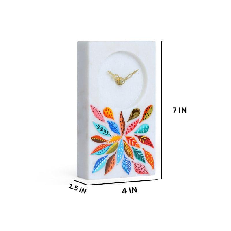 Floral Track Hand Painted Marble Table Clock media 3