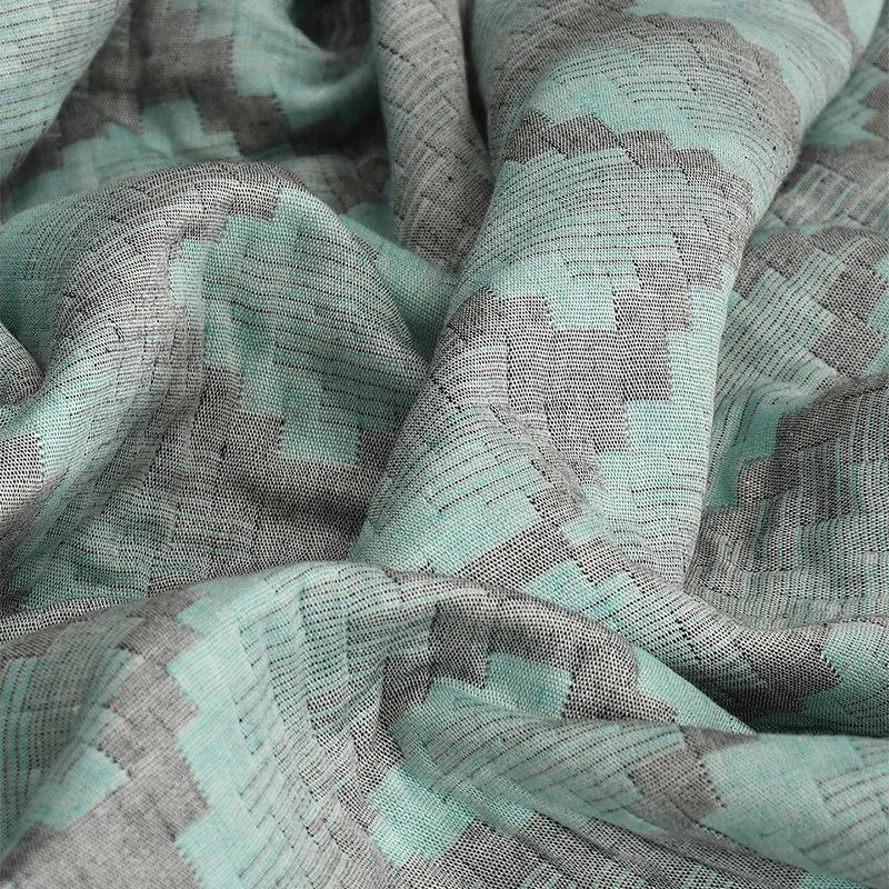 Pyper Geomatric Cotton Dohar (Green) - 210 GSM media 7