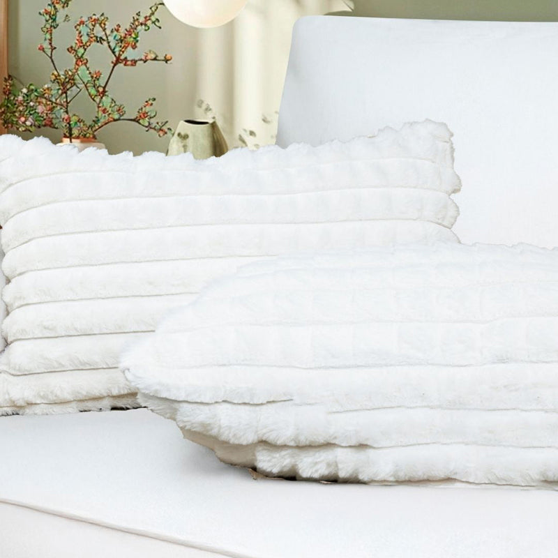 Frost Waffle White Cushion Cover (Rectangle)  Set of Two media 3