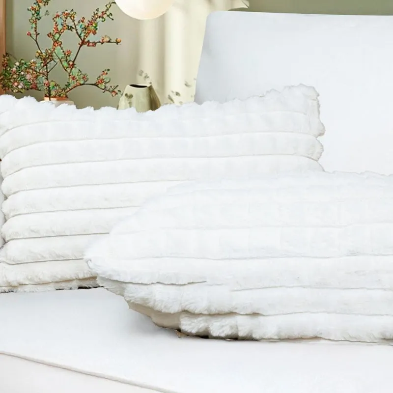 Frost Waffle White Cushion Cover (Rectangle) Set of Two media 3