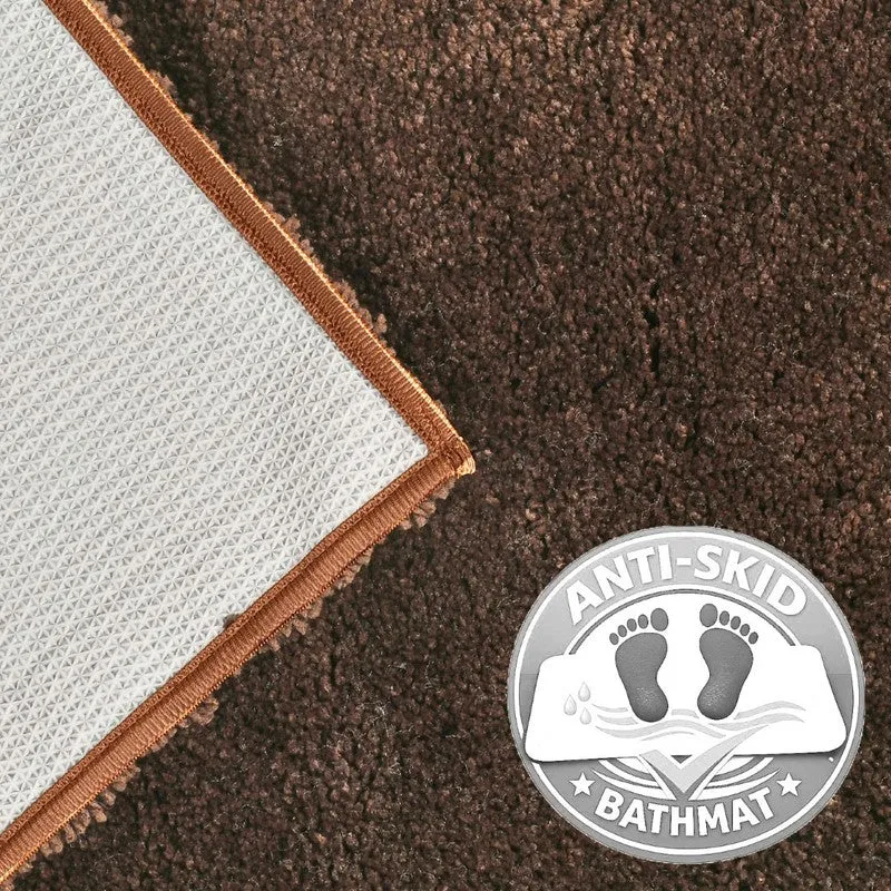 Underside of the brown bath mat showing anti-skid backing