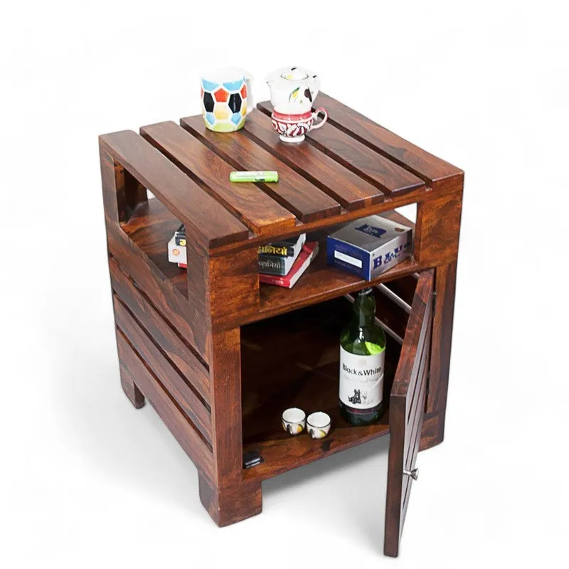 Wverix Sheesham Wooden Side & Bedside Table - Dark Brown media 5