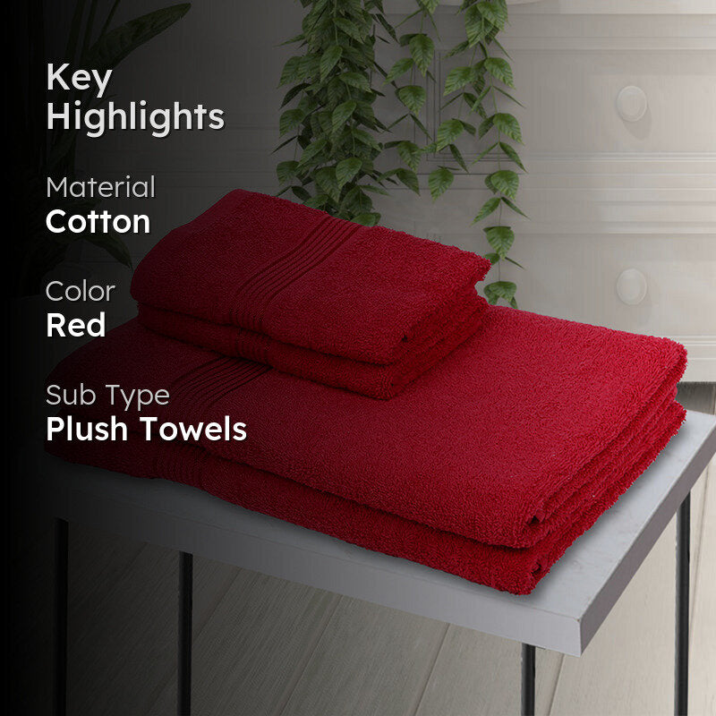 Eva Quick Dry Towel Combo (Red) - Four Piece Set media 2