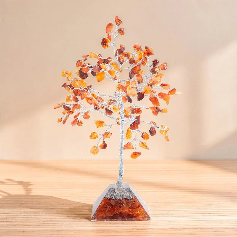Chi Flow Handcrafted Agate Stone Tree Showpiece - Brown & Silver media 7