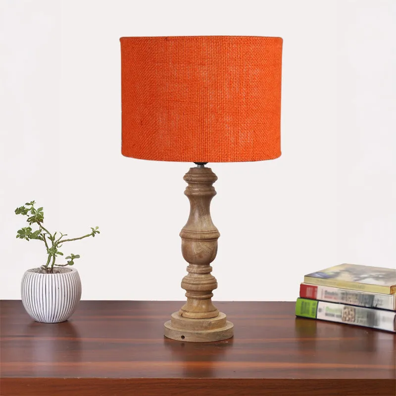 Sienna I Carve Wooden Table Lamp - Orange,Brown media 3
