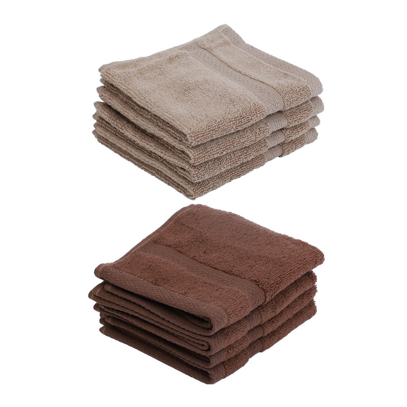 Miorah Face Towel (Beige & Brown) - Set Of Eight media 3