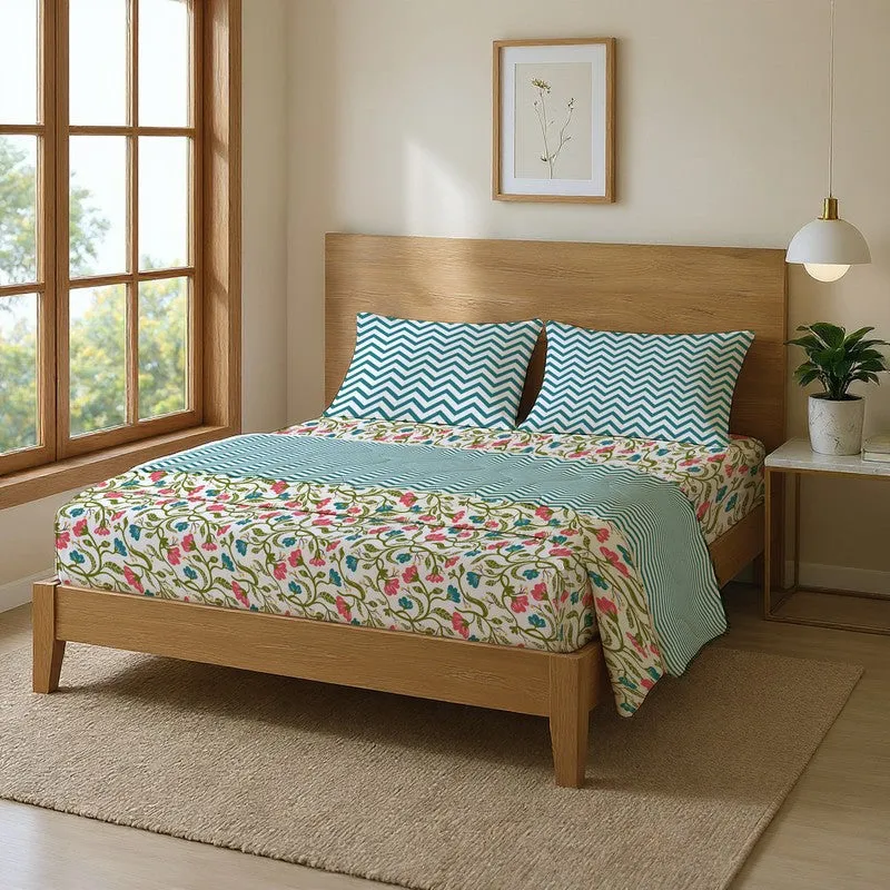 Urban Space Cozea Multicolor Glace Cotton,Microfiber Bedding Set (200 TC)  - Four Piece Set media 1