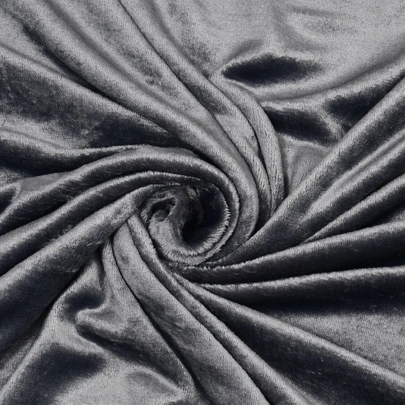 Close-up of the soft black and grey fabric gathered in folds