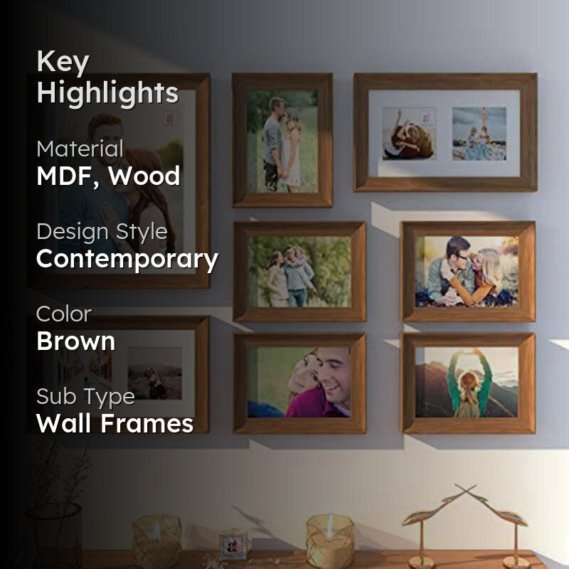 Memories Encased Wooden Photo Frame (Brown) - Set Of Eight media 2