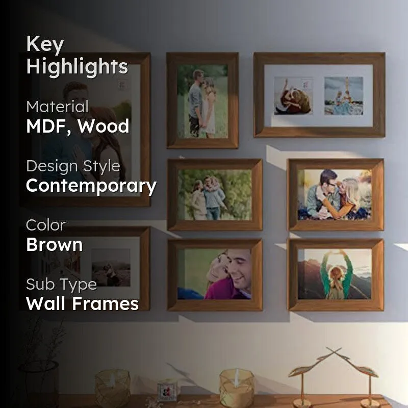 Memories Encased Wooden Photo Frame (Brown) - Set Of Eight media 2