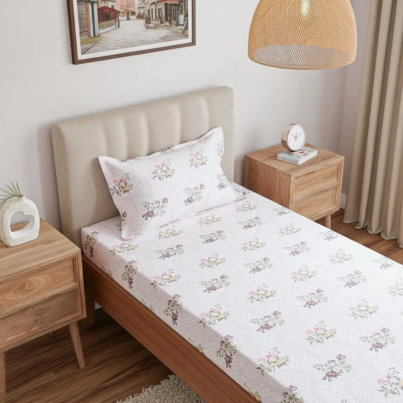 Floral Rush Printed Cotton Bedsheet (Pink) - 200 TC media 3