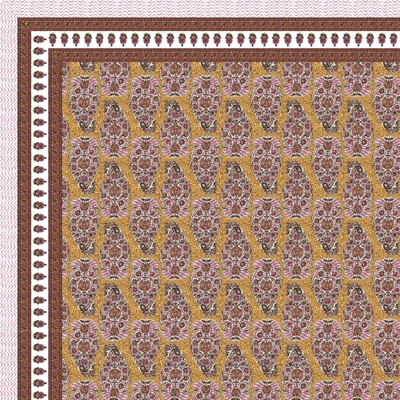 Artor Cotton Bedsheet (Brown,Pink) - 240 TC media 5