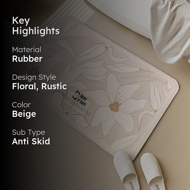 Magnolia Mist Rubber Bath Mat - Beige media 2