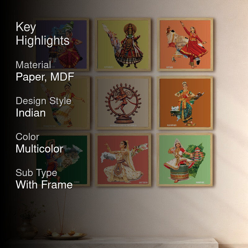 Kalayatra Paper Wall Painting With MDF Frame - Set Of Nine media 2