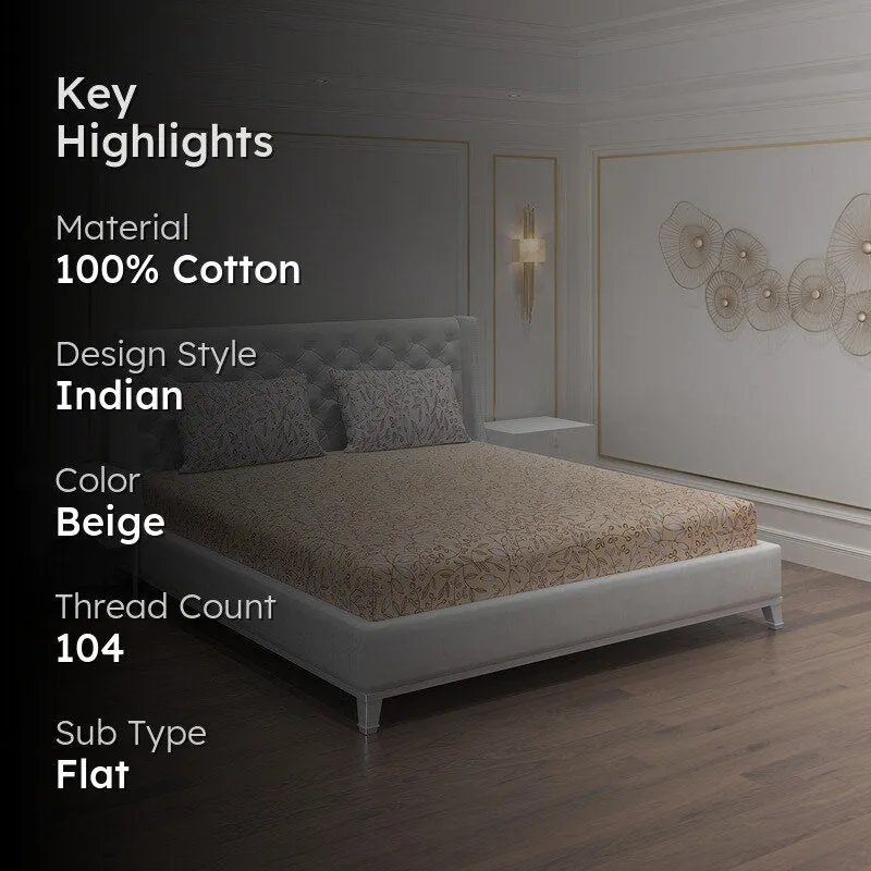 Monte Carlo Floria Luxe Cotton Bedheet (Beige) - 104 TC media 2