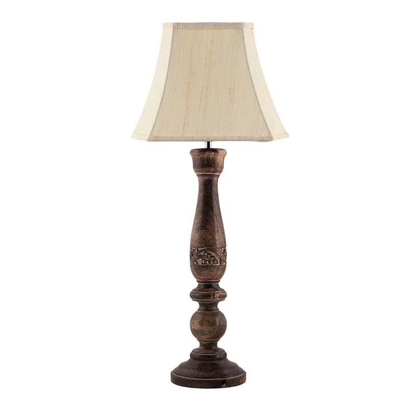 Nihara Nesa Wooden Fabric Table Lamp - Beige,Brown media 3