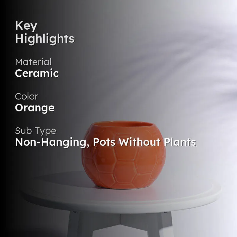 Ugaoo Football Orange Ceramic Pot media 2