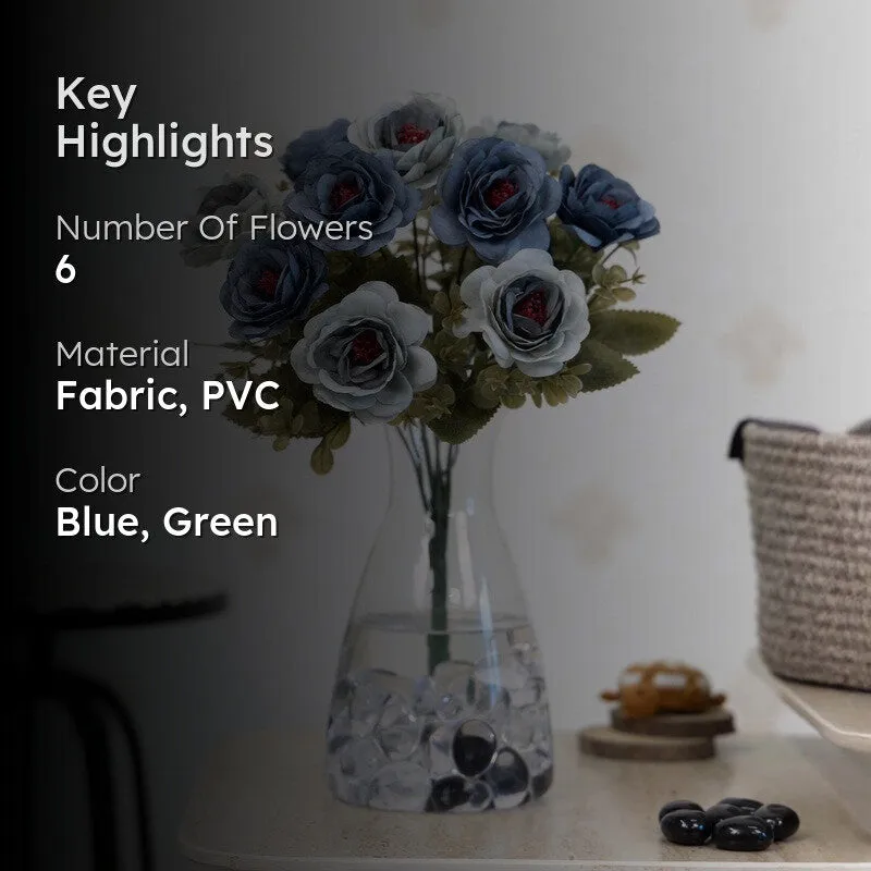 Realistic Artificial Rose Bunch - Blue media 2