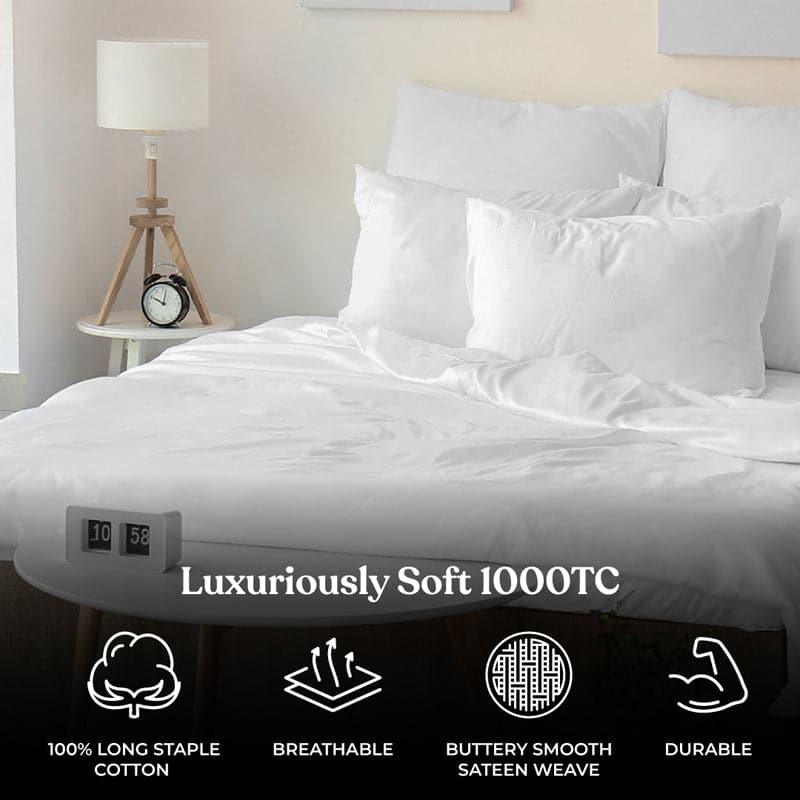 Zuma Solid Cotton Bedsheet (White) - 1000 TC media 6