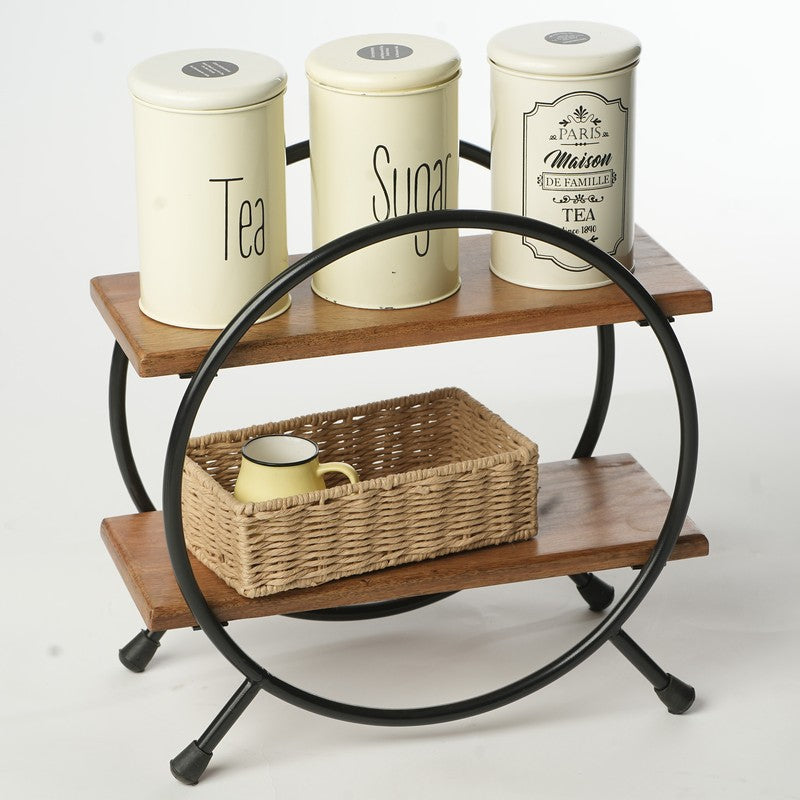 Belvon Boho Metal Frame Rack with Wooden Shelves media 4