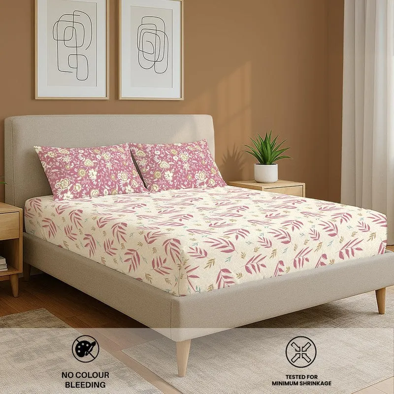Urban Space Floral Whisper Cotton Bedsheet (Pink) - 144 TC media 5