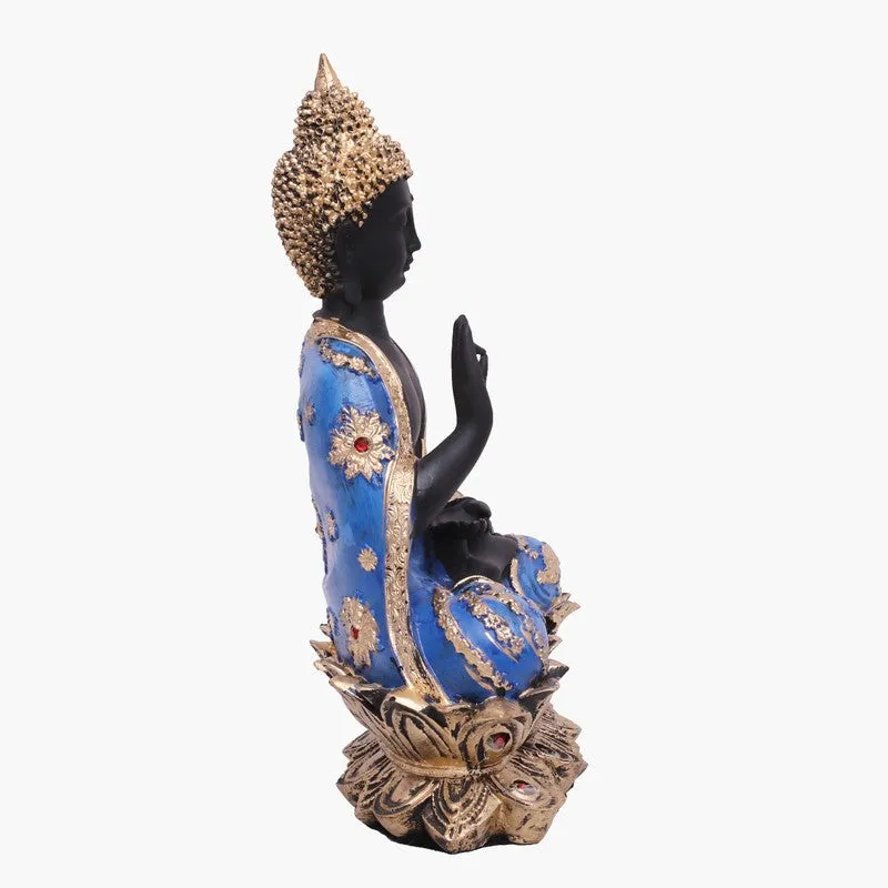 Solace Buddha Polyresin Idol (12 inches) - Blue media 4