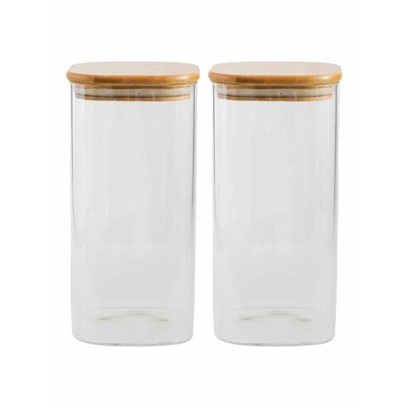 Aura Glass Jar With Wooden Lid (1580 mL Each) - Set Of Two media 3