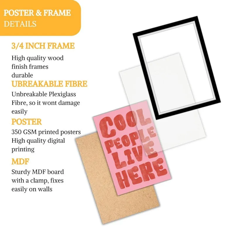 Positivity Pop Paper Wall Painting With Frame - Black media 6