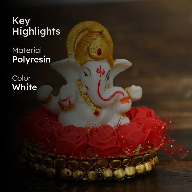 Ganesha Pooja Plate Idol - Red & White media 2