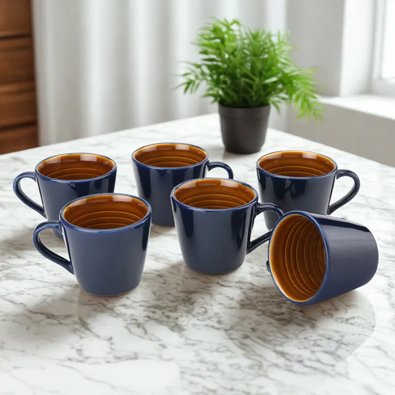 Karvaa Ceramic Tea Cup (175 mL Each)/Royal Blue)- Set of Six media 1
