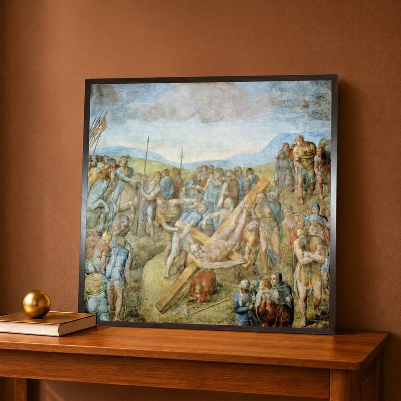 Crucifixion of St. Peter 1546-50 Fresco Canvas Wall Painting - 16 x 16 Inches
