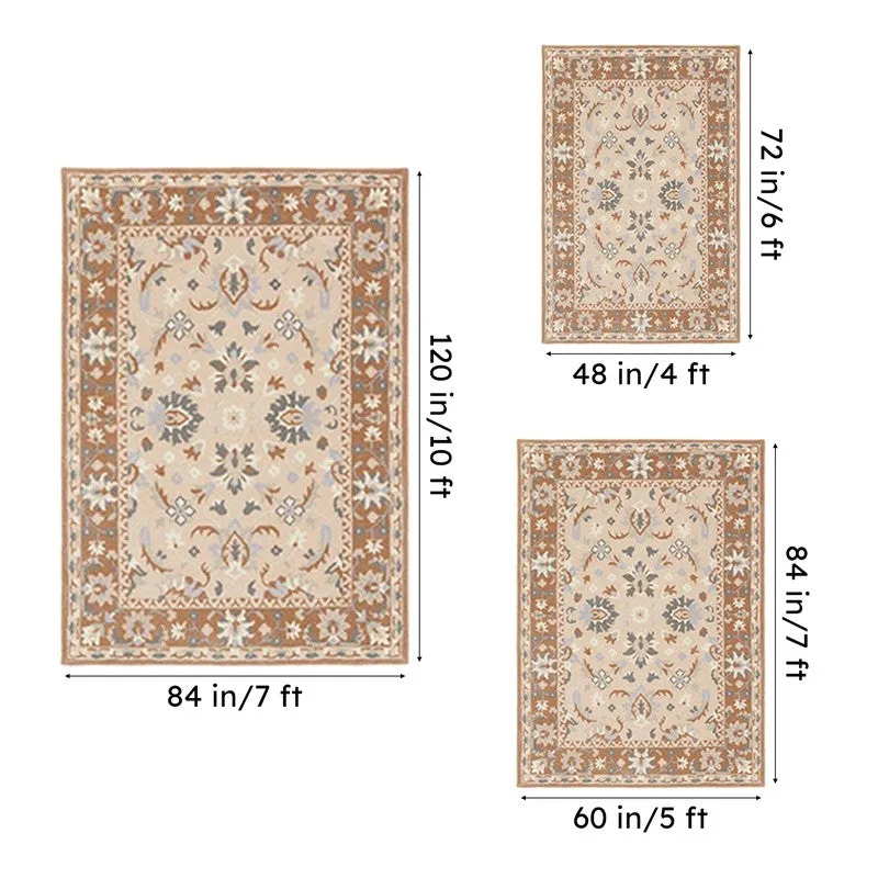 Sekhmet Hand Tufted Ethnic Wool & Nylon Carpet - Brown media 15