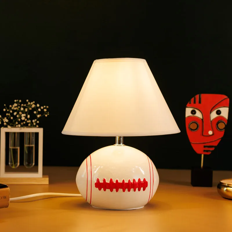 Rugby Craze Ceramic Table Lamp - White,Red media 1