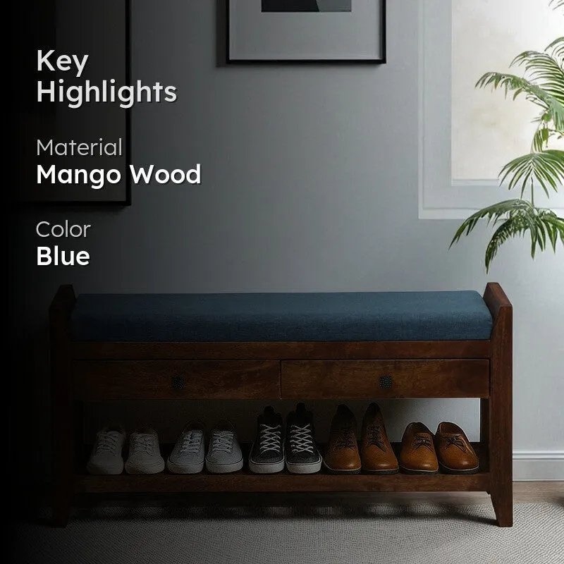 Harbor Nest Mango Wood Shoe Rack - Blue media 2