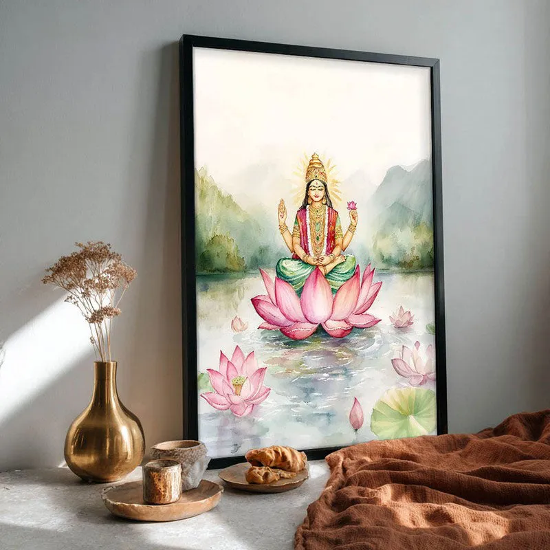 Vishnupriya Spiritual Archival Paper Wall Painting With Frame - Black media 4