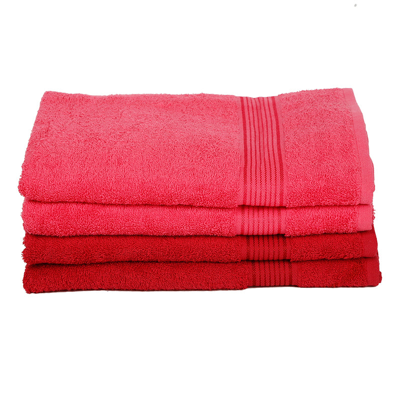 Nuage Cotton Bath Towel (Pink & Red) - Set Of four media 3