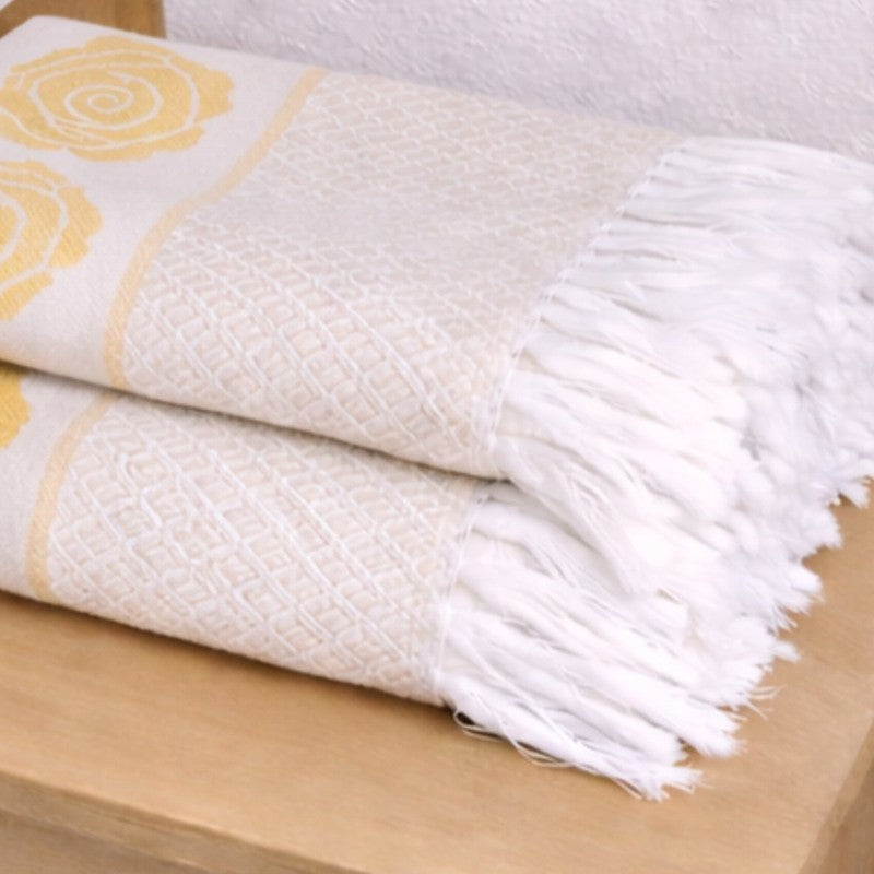 Rosette Cotton Hand Towel (Yellow) - Set Of Four media 5