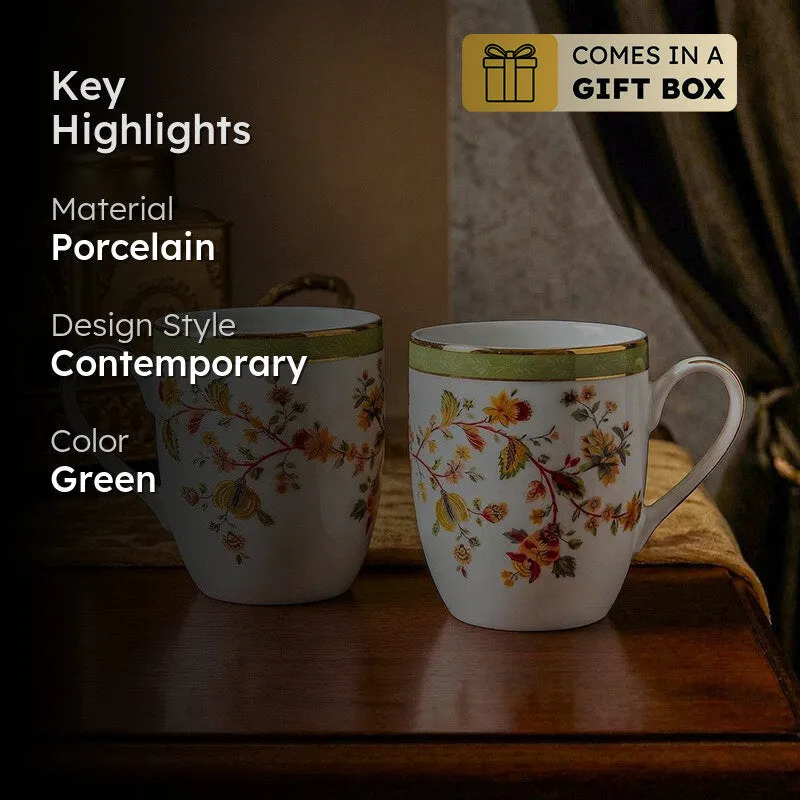 Painted 24k Gold Brushed Porcelain Coffee Mug (280 mL Each) - Set of Four media 2